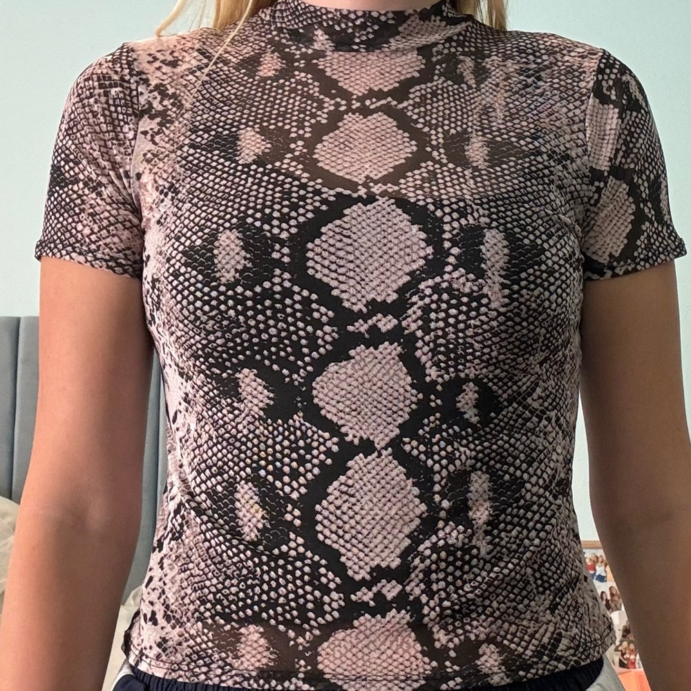 Socialite Mesh Snakeskin Top